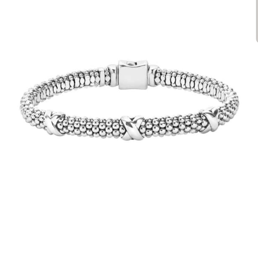 Silver X Rope Bracelet, 6mm